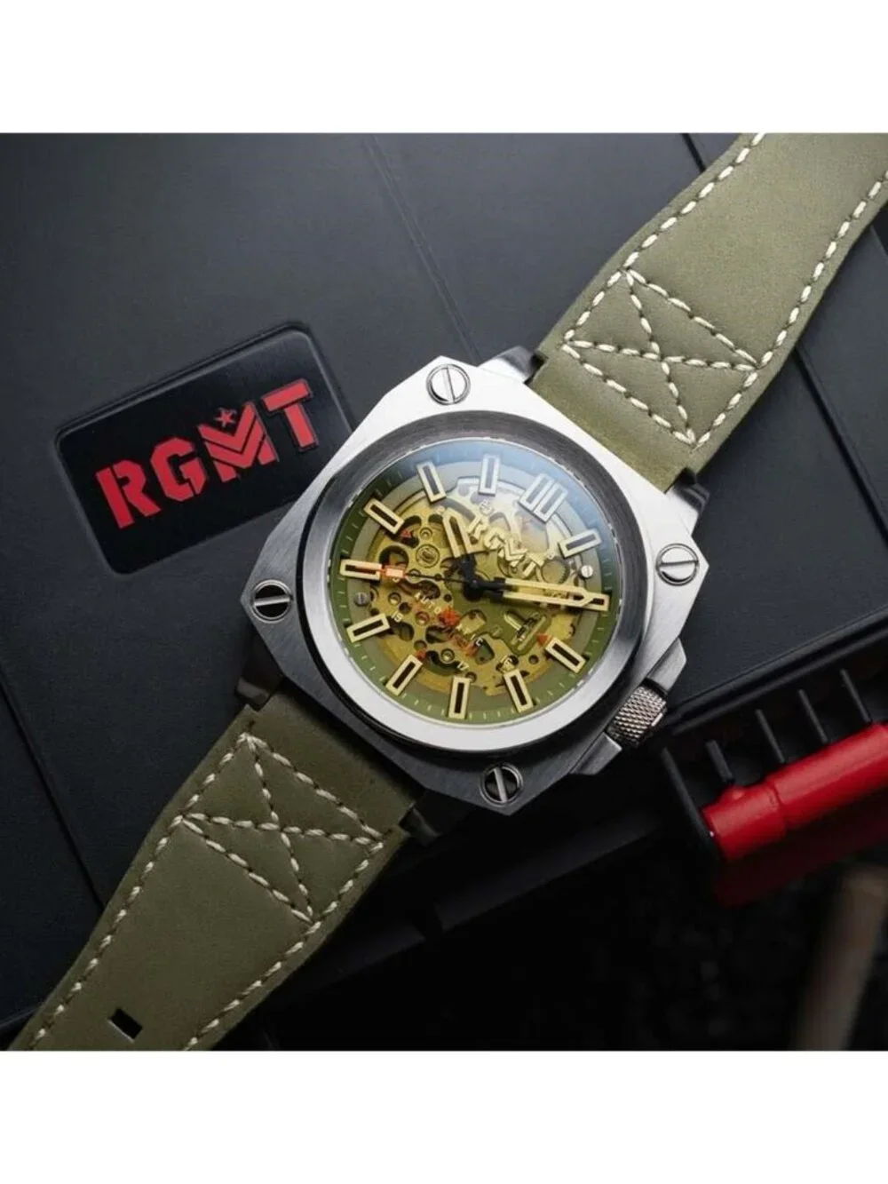 NWT Rgmt Altimeter Green Dial Men's Watch